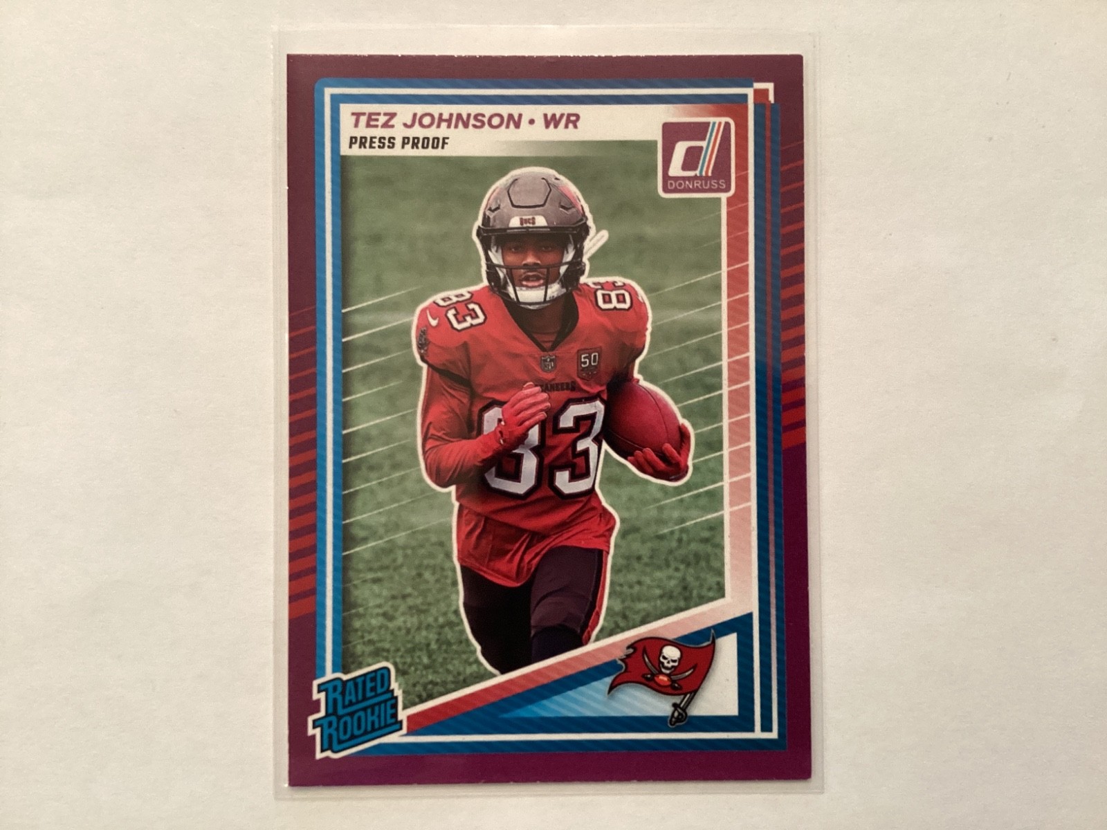 Tez Johnson 2025 Panini Donruss Rated Rookie Purple Press Proof Card # 313