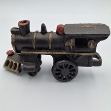 Vintage Cast Iron Train Locomotive Engine 3" Tall Heavyweight Moves Its Wheels