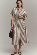 Anthropologie - Exquise Raina Short-Sleeve Midi Shirt Dress - On Sale