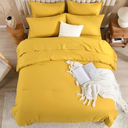 Bettdecke King Size Set - 7 Stück Bett in einer Tasche King (104"x90") Senfgelb - Bild 7 von 7