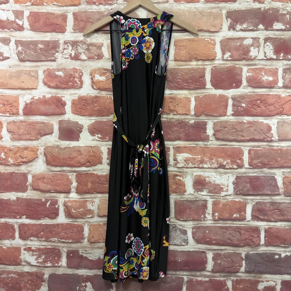 ECI New York Dress Womens 8 Black Multicolor Boho Floral Beaded Waist Casual - Image 2 of 4