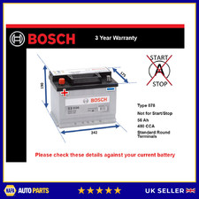 Battery fits BUICK CENTURY SKYLARK 2.8 3.3 5.7D 78 to 91 Bosch 078 480A 56Ah New