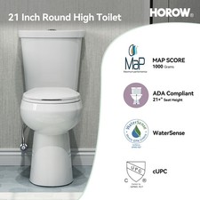 HOROW 21" Two Piece Toilet Elongated with ADA Chair Height 1.1/1.6GPF Dual Flush