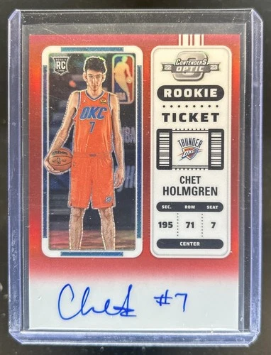 2022-23 Contenders Optic Chet Holmgren Red Prizm Rookie Ticket Auto #/99