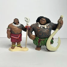 Disney Moana Maui Demigod & Chief Tui Plastic Figure  Figurine