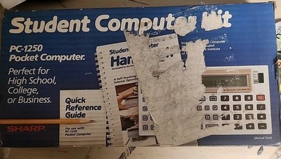 Sharp PC-1250A Pocket Computer W Case Hand Book Original Box Not Working