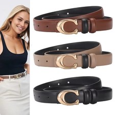 New Women’s Soft C-Type Buckle Belt Casual Business Fashion Smooth Waist Belt