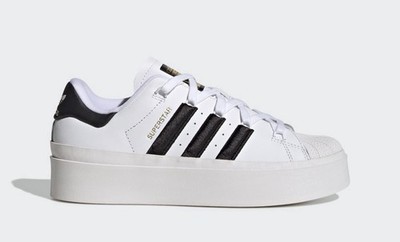adidas Superstar Women s  White/Black Low Top Lace-Up Leather Sneakers Rubber