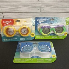 SPEEDO KIDS GOGGLES 3 PACK FUN PRINTS Ages 3-6 mermaid scales, shark, flower