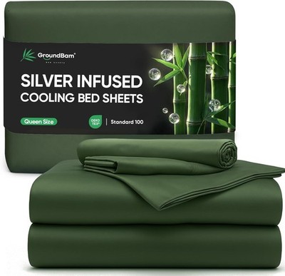 Silver Infused Bed Sheets Set, Temperature-Regulating Fabric with Self-Cleaning