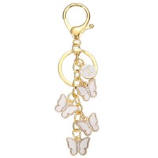 Butterfly Initial Letter Keychain, Alphabet Y Metal White Keyring Charm for Bag