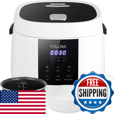 Yollnia 3L Rice Cooker 12 Cups Cooked Mini Digital Rice Cooker6 In 1