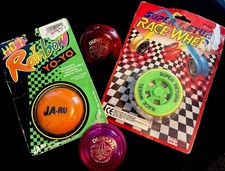 Vintage Yo-Yos Lot Of 4 - Pink  Red Duncan, Orange Ja-Ru, Pink/Green Race Wheel
