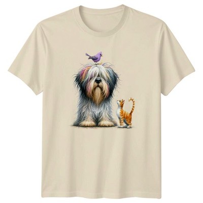 Hund Katze Vogel Tier Begleiter Haustiere Herren T-Shirt Damen Tee Grafik Unisex Top
