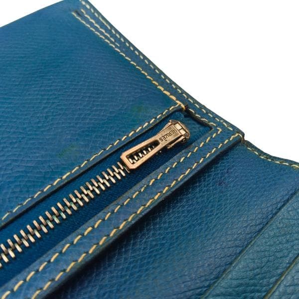 Hermes BeAn Classic Wallet Blue 17.5cm x 9cm x 1.5cm Silver JStamp US M thumbnail 8