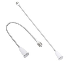 2Pcs 23.6 Inch E26/E27 Light Socket Extender for Medium Screw Base White