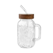 The Pioneer Woman Channing Sipper 32 Oz Mason Jar Tumbler w/ Lid & Straw, Clear