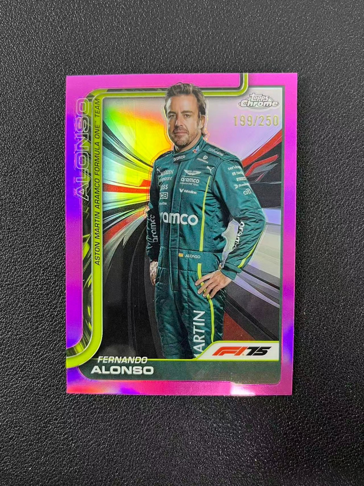 2025 Topps Chrome F1 Fernando Alonso Pink 199/250 #9 MOMO