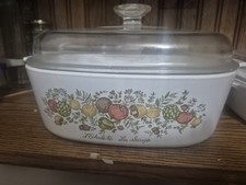 RARE VTG CORNING WARE SPICE OF LIFE 10" x 10 L'ECHALOTE LA SAUGE 4QT A-84-B