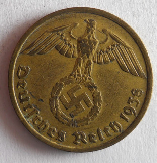 1938 G THIRD REICH GERMANY 10 REICHSPFENNIG AU GREAT VINTAGE Coin Lot #U31