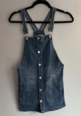 Wallflower Blue Denim Overall Jumpsuit Dress Girls Size M (10/12)