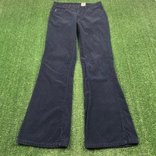 VTG Just USA Navy Blue Corduroy Flare Bell Bottom Pants Women's Sz 9 29x30" 90s