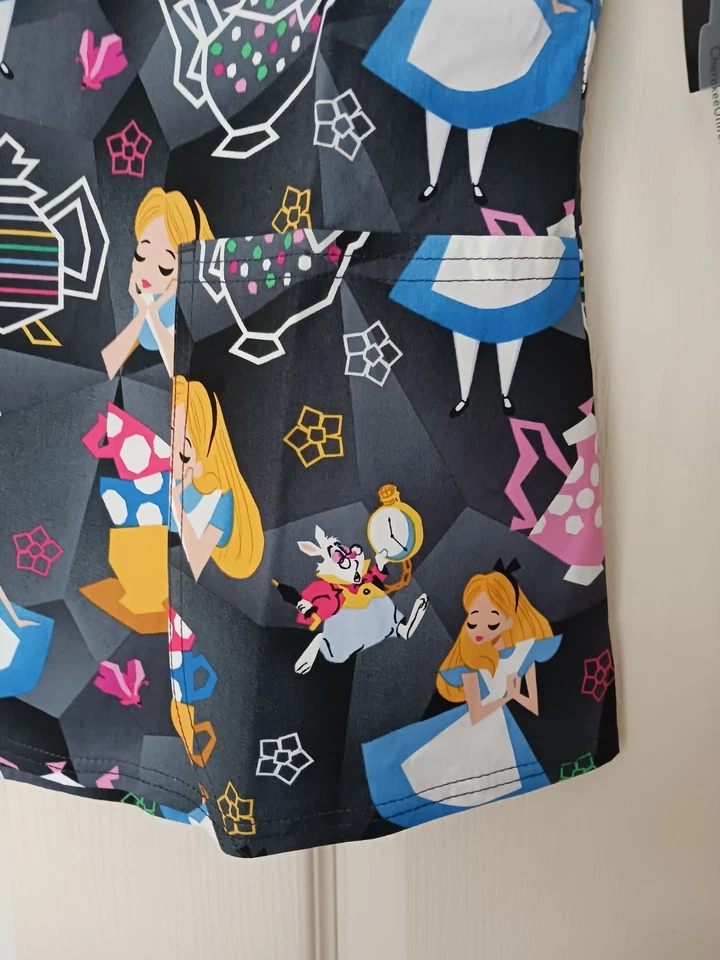 Disney Scrub Top Alice In Wonderland XS NWT - Image 3 of 4