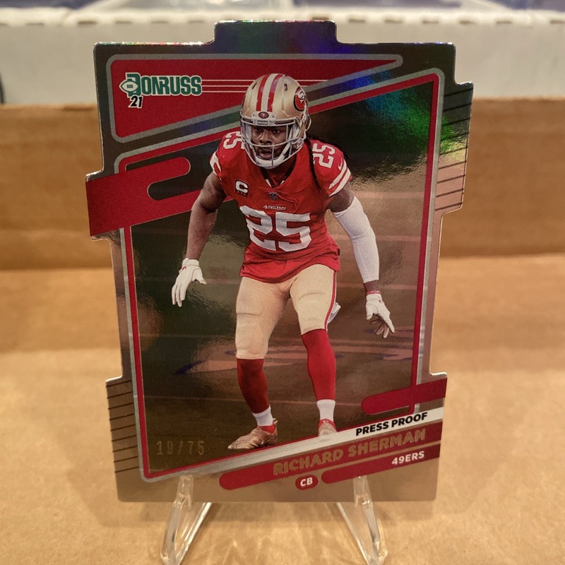 2021 Donruss Football Richard Sherman Silver Press Proof Die Cut /75