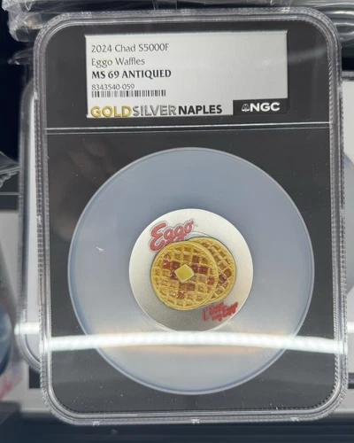 2024 CHAD 5000F EGGO WAFFLES PLATE - NGC MS69 - 999 SILVER W/ Box Coa