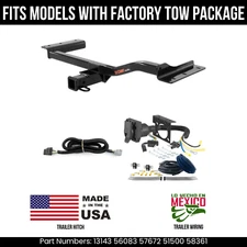 For 10-15 Lexus RX450h Trailer Hitch w/ 7 Pin Wiring Fit w/ OE TowPKG Curt 4K 2"