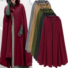 Uk Women Winter Warm Wool Blend Trench Coat Jacket Long Cape Cloak Poncho 8-24