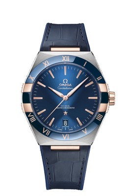 OMEGA 13123412103001 CONSTELLATION BLUE CERAMIC BEZEL/DIAL LEATHER STRAP 41MM
