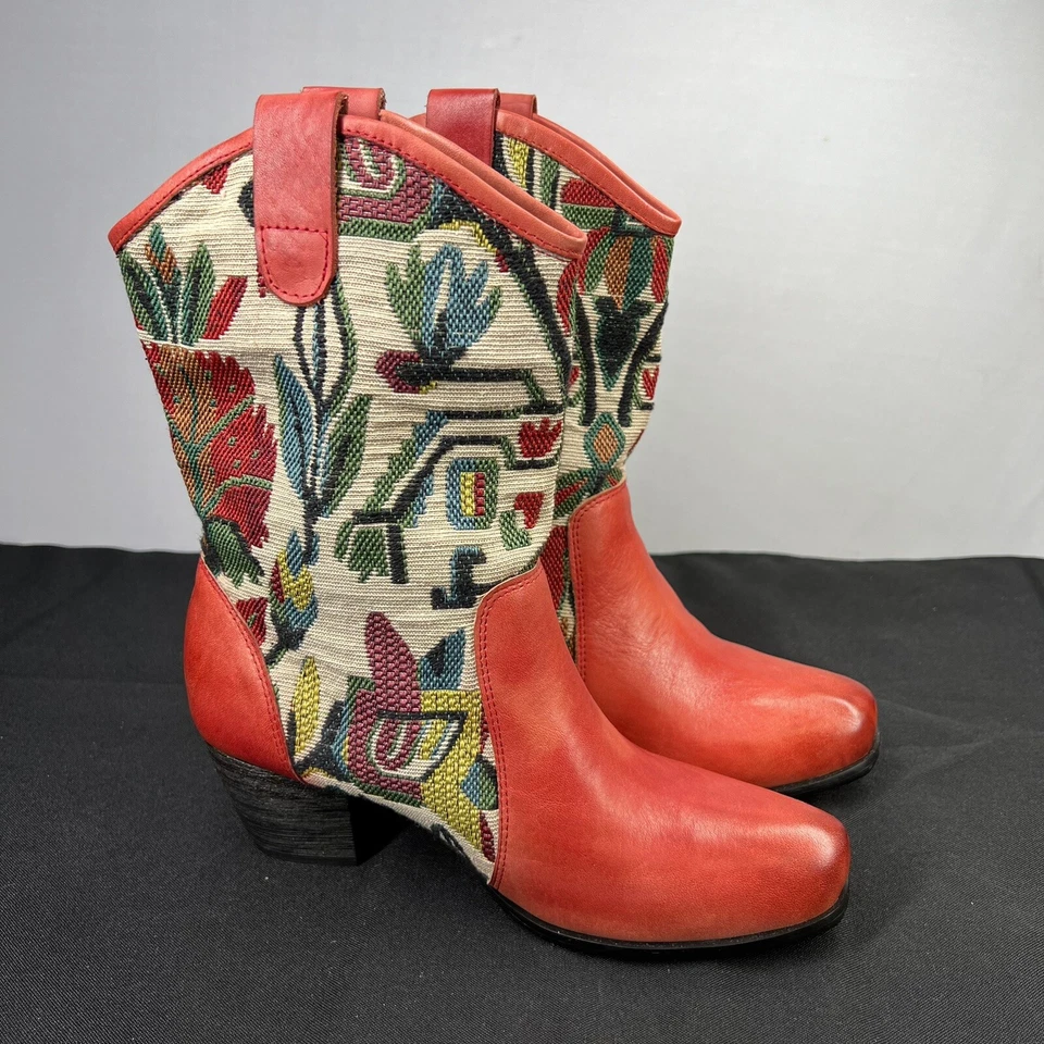 L’ARTISTE SPRING STEP MUJER 7.5 Botas de Cuero Rojo Lona Azteca NUEVAS Foto 2 de 4
