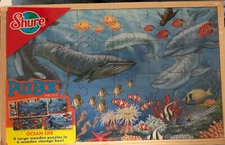 T.S. Shure Ocean Life Puzzle Box with 4 Wooden 24pc Jigsaw Puzzles  NIB