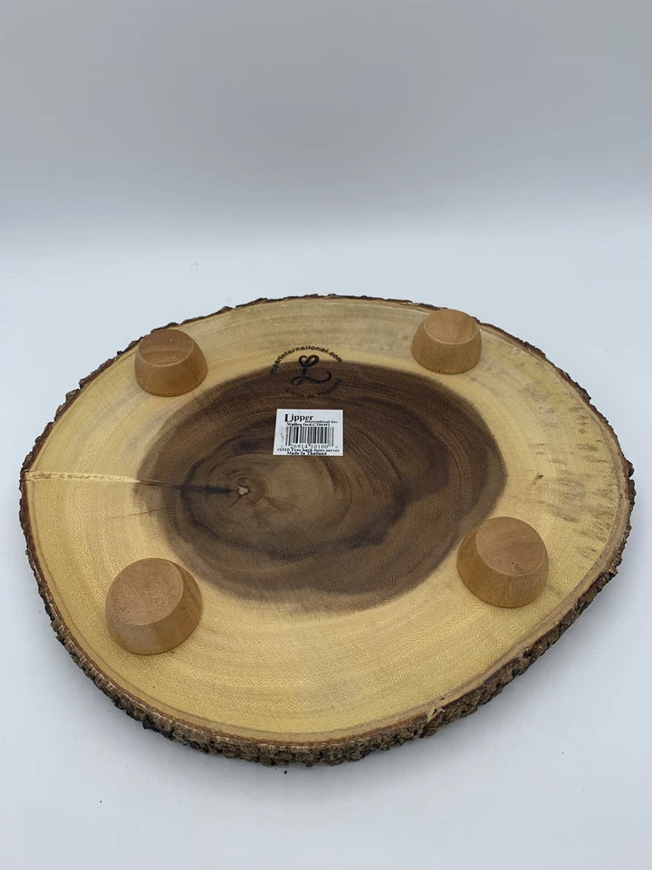 Lipper International Handcrafted Acacia Tree Bark Footed Server Platter, Small - Image 4 of 4