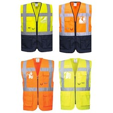 Warnweste Weste Warnschutzweste Ein- & Zweifarbig GELB ORANGE GELB-NAVY NEU 