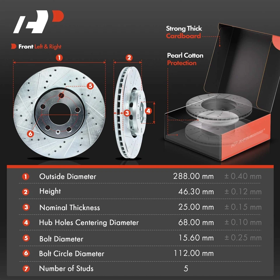 12x Rotores perforados delanteros y traseros y pastillas de freno de cerámica para Audi A6 2000-2001 Passat Foto 3 de 4