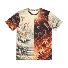 All Over Print T Shirt Heaven and Hell Good Evil Retro Style Art Tee Masterpiece