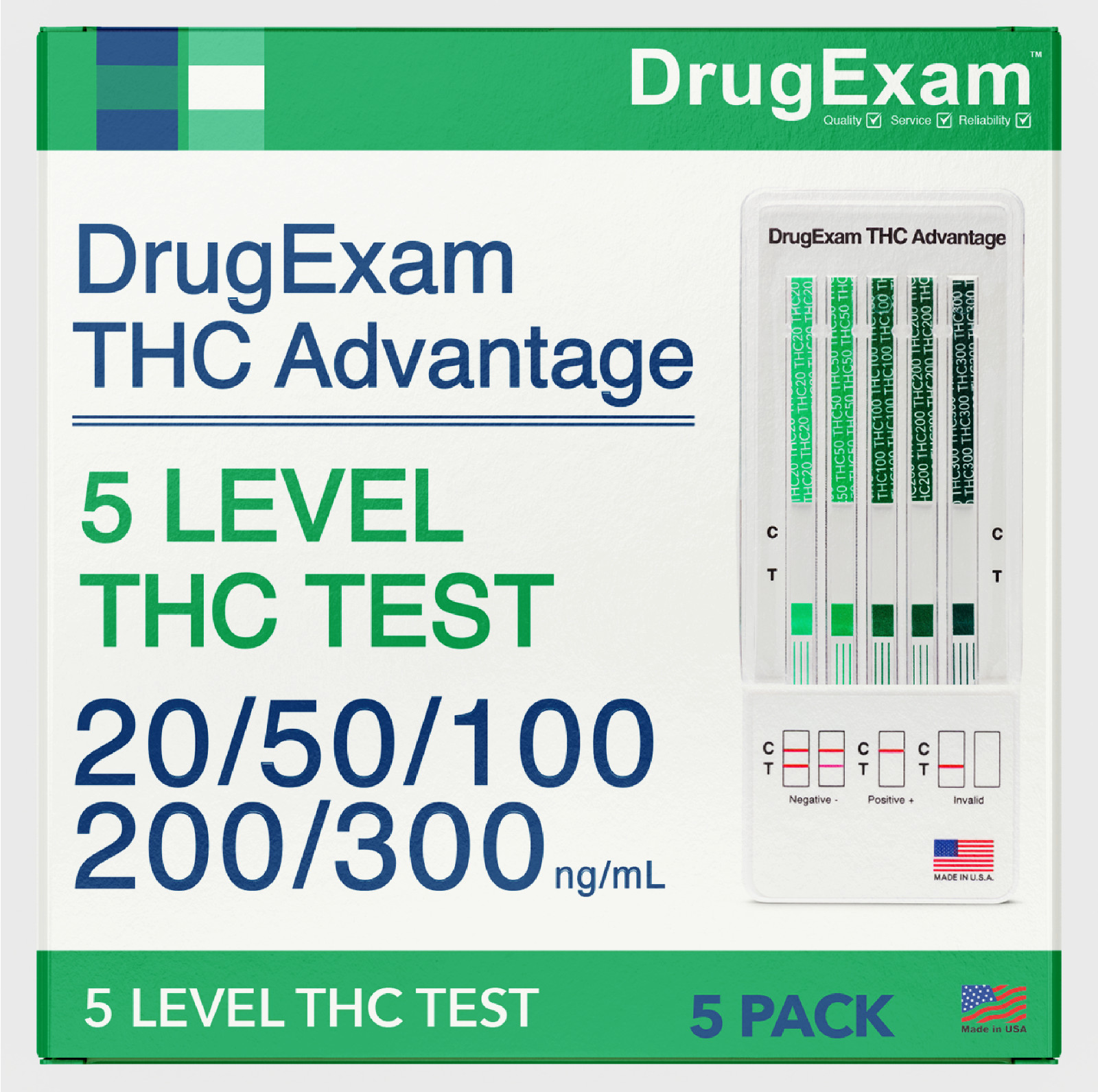 5 Pack - DrugExam DrugExam THC Advantage, 5 Level THC Test. 20-50-100-200-300 ng