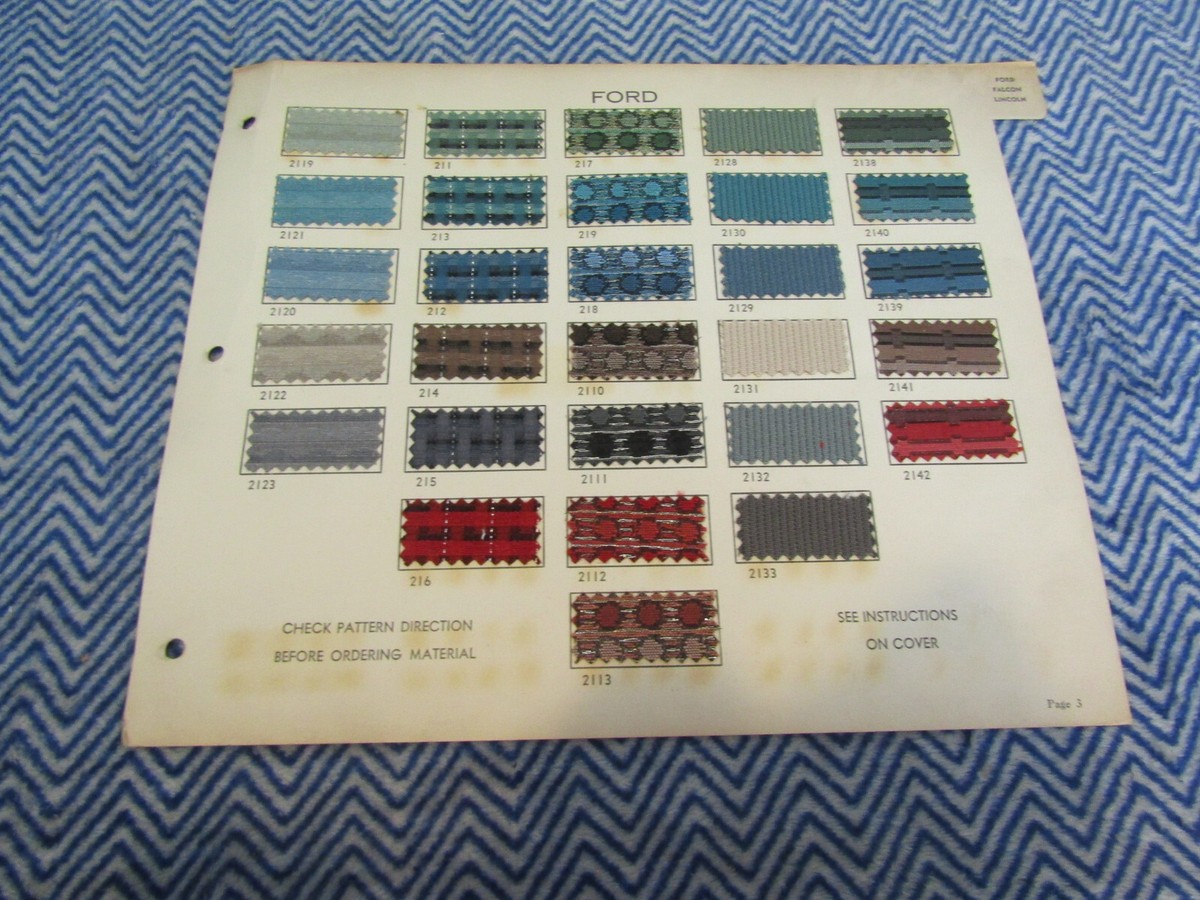 1962 FORD GALAXIE 500XL SUNLINER INTERIOR FABRIC UPHOLSTERY