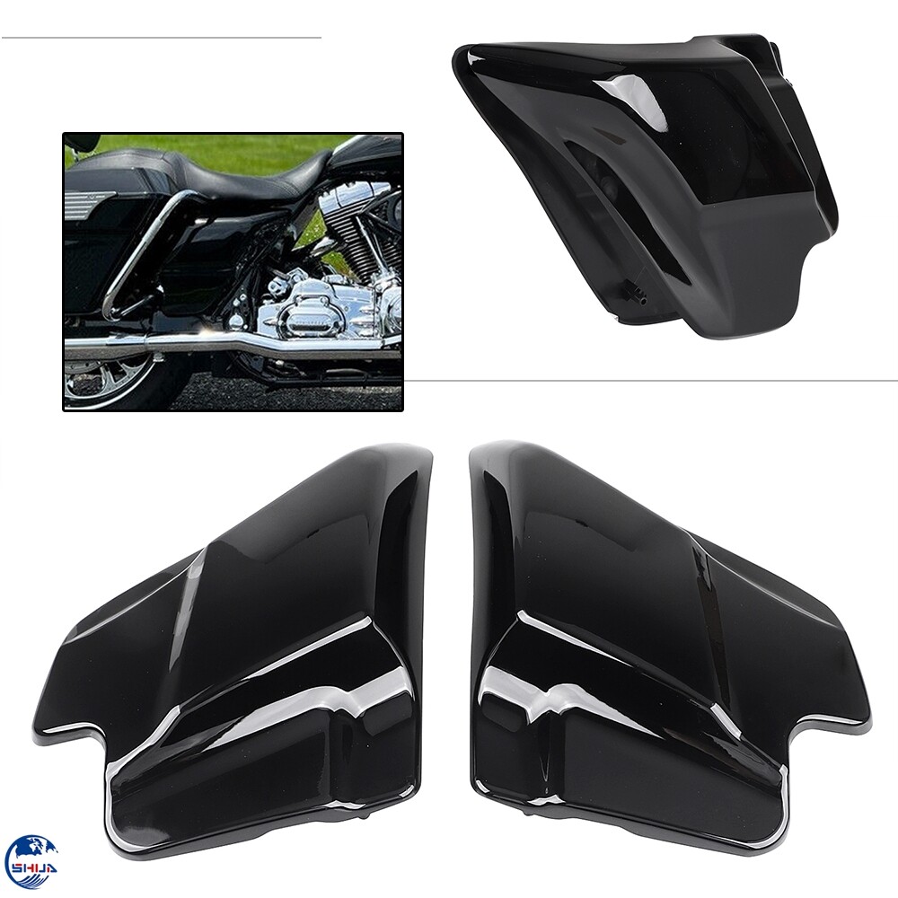 Gloss Black Side Covers Panel For Harley Electra Glide Road King Classic FLHRC