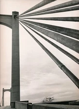 photo bridge, architecture, lines silver print era 1950s