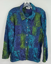 Chicos Jacket 3 US XL Button Lightweight Vibrant Floral Print Tropical Pockets