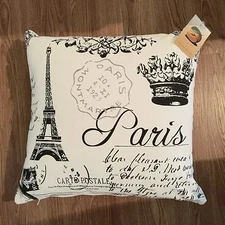Paris, Eiffel Tower Cushion Cover 18" x 18" 100% Cotton Decorative Pillow Case