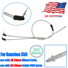 Dual Thumb Throttle Cable For Banshee 28-34mm Mikuni 33-39mm Keihin PWK Carbs US