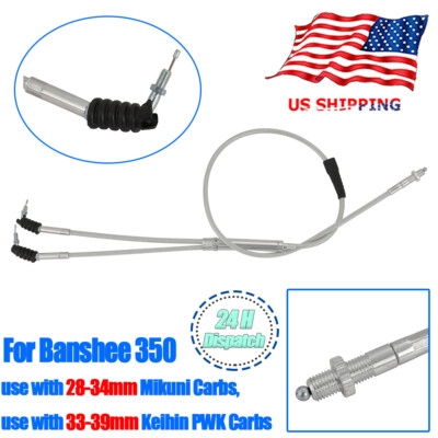 For Yamaha Banshee 350 Mikuni PWK PJ 28-39mm Braided Dual Thumb Throttle Cable 