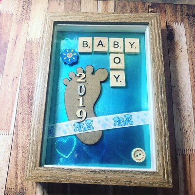 Neu Baby personalisiert Kiesel Kunst Box Rahmen Geschenk.