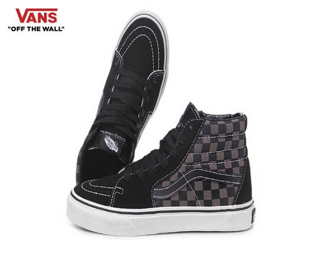 vans sk8 hi black pewter checkerboard