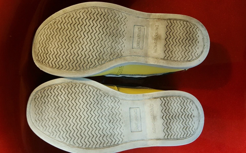 Janie and Jack Niños Dos Tonos Cuero Barco Zapatos Azul Marino Blanco Amarillo Talla 11, Foto 4 de 4