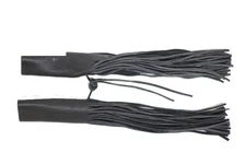 Leather Fringe Motorcycle Handlebar Covers, Black - Chopper Biker Accessory New